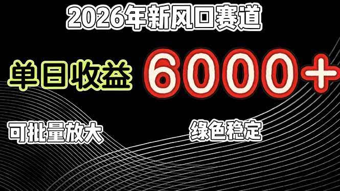 （17135期）2026年新风口赛道，当日6000+以上，可批量放大，月收入20万+，长期绿色稳定的项目-航海圈