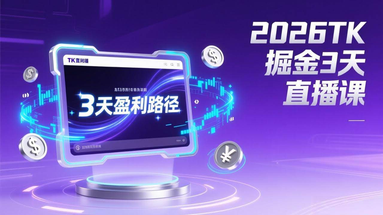 (17147期)2026TK掘金直播课,起号涨粉+直播带货+商单变现+3天打通盈利路径,月入过万美金-航海圈