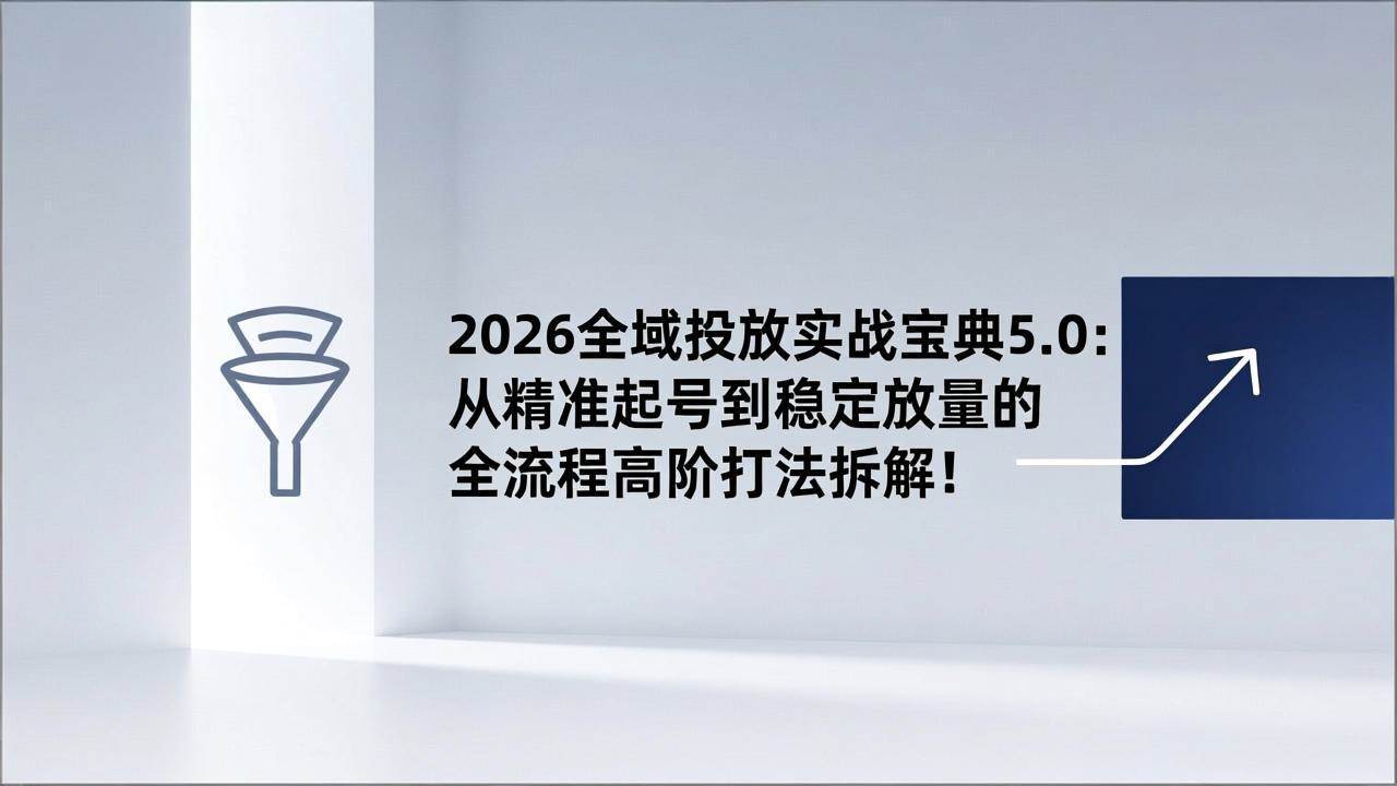 (17156期)2026全域投放实战宝典5.0:从精准起号到稳定放量的全流程高阶打法拆解!-航海圈