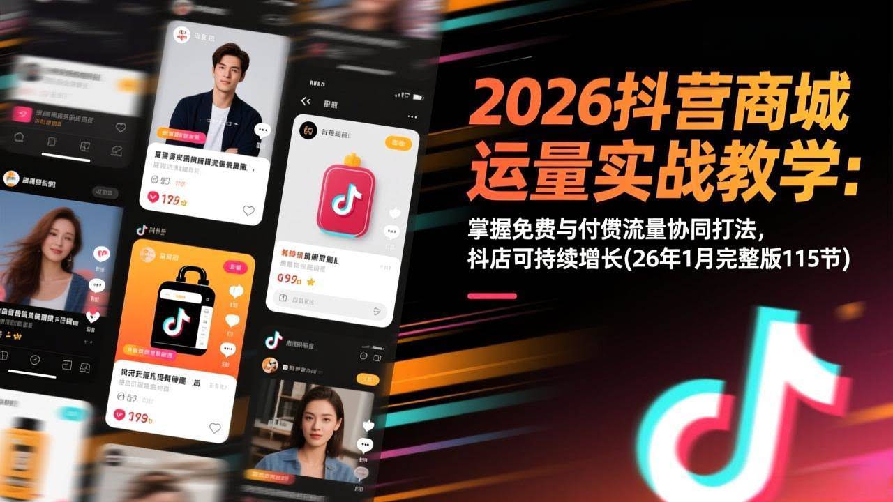 (17165期)2026抖音商城运营实战教学:掌握免费与付费流量协同打法,抖店可持续增长(26年1月完整版115节)-航海圈