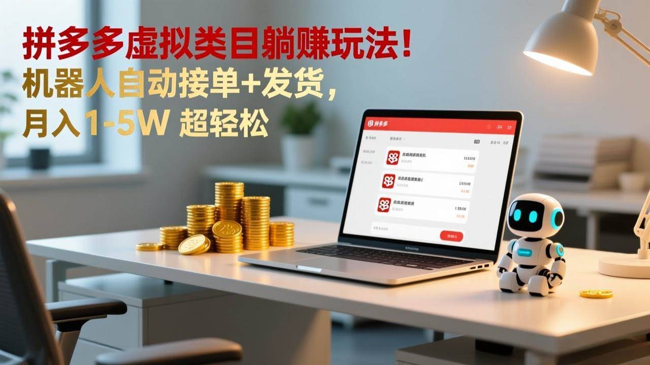 (17174期)多多虚拟类目躺赚玩法!机器人自动接单+发货,月入 1-5W 超轻松-航海圈