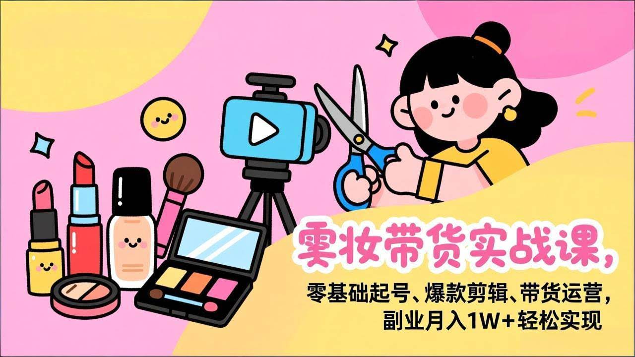 (17189期)美妆带货实战课,零基础起号、爆款剪辑、带货运营,副业月入1W+轻松实现-航海圈