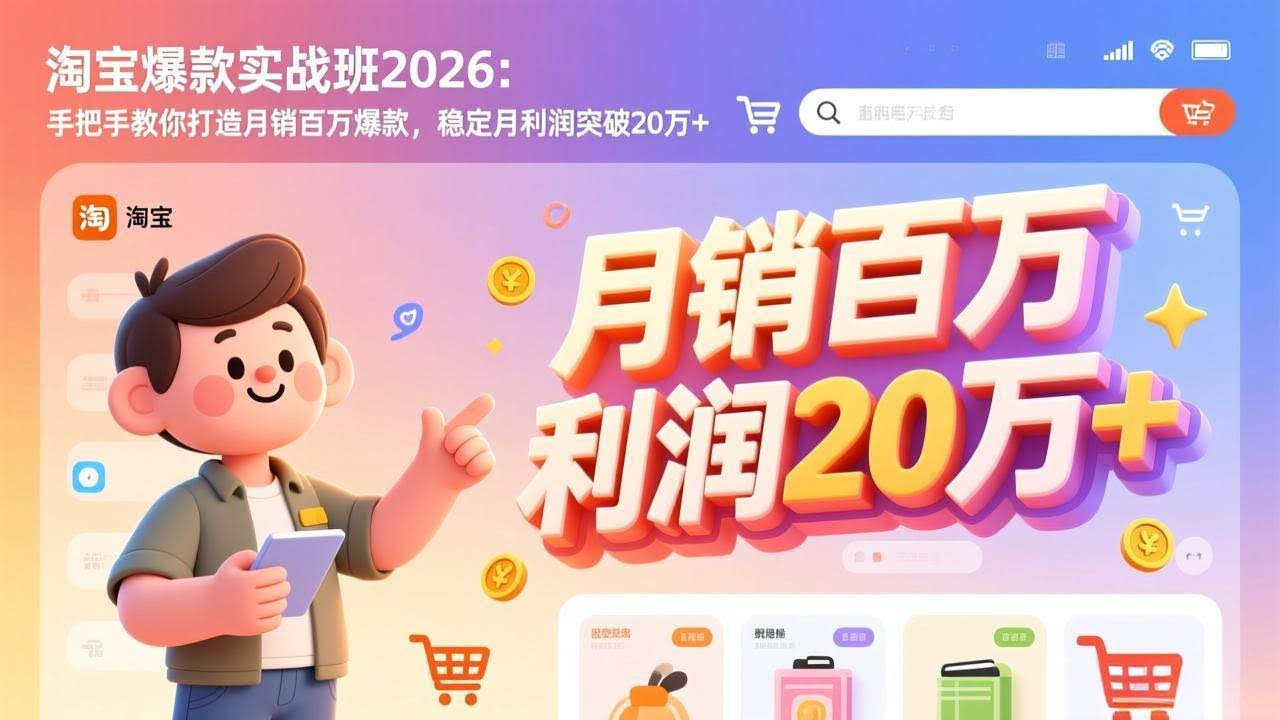 (17209期)淘宝爆款实战班2026:手把手教你打造月销百万爆款,稳定月利润突破20万+-航海圈