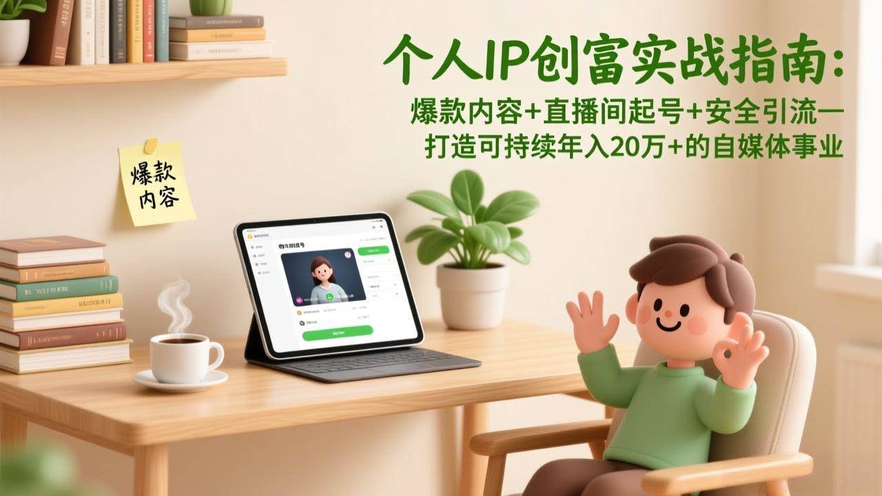 (17217期)个人IP创富实战指南:爆款内容+直播间起号+安全引流,打造可持续年入20万+的自媒体事业-航海圈