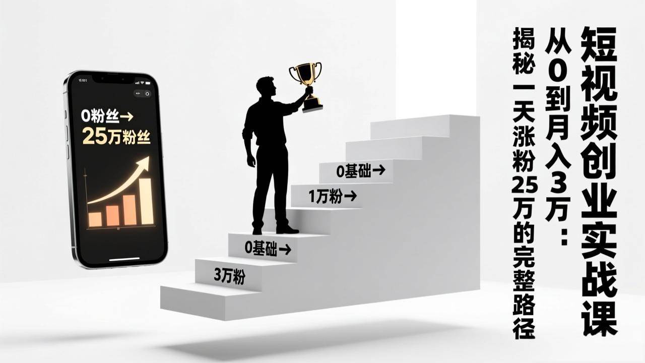 (17221期)短视频创业实战课:从0到月入3万:揭秘一天涨粉25万的完整路径-航海圈