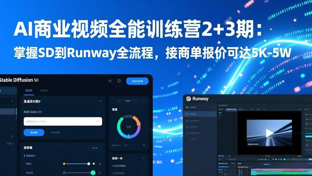 (17235期)AI商业视频全能训练营2+3期:掌握SD到Runway全流程,接商单报价可达5K-5W-航海圈