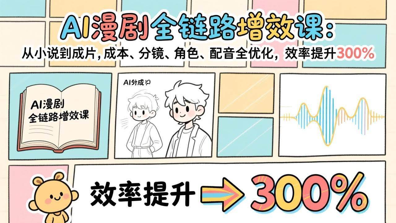 (17245期)AI漫剧全链路增效课:从小说到成片,成本、分镜、角色、配音全优化,效率提升300%-航海圈