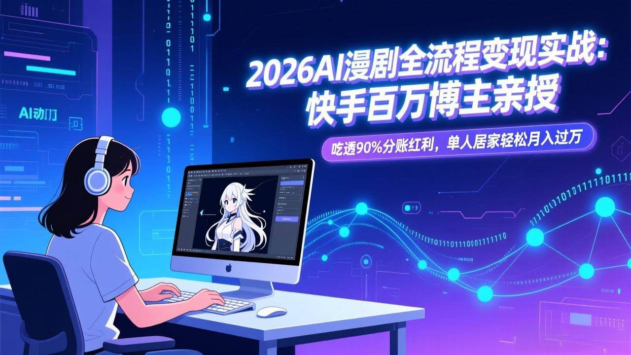 (17266期)2026AI漫剧全流程变现实战:快手百万博主亲授,吃透90%分账红利,单人居家轻松月入过万-航海圈