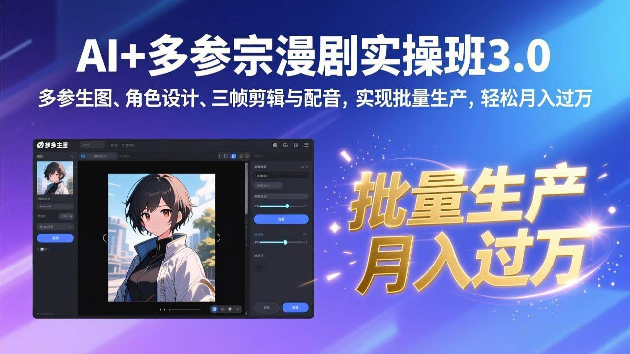 (17283期)AI+多参宗漫剧实操班3.0:多参生图、角色设计、三帧剪辑与配音,实现批量生产,轻松月入过万-航海圈