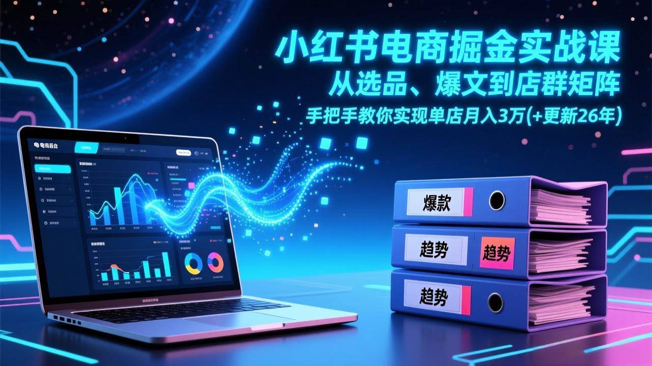 (17290期)小红书电商掘金实战课,从选品、爆文到店群矩阵,手把手教你实现单店月入3万+(更新26年)-航海圈