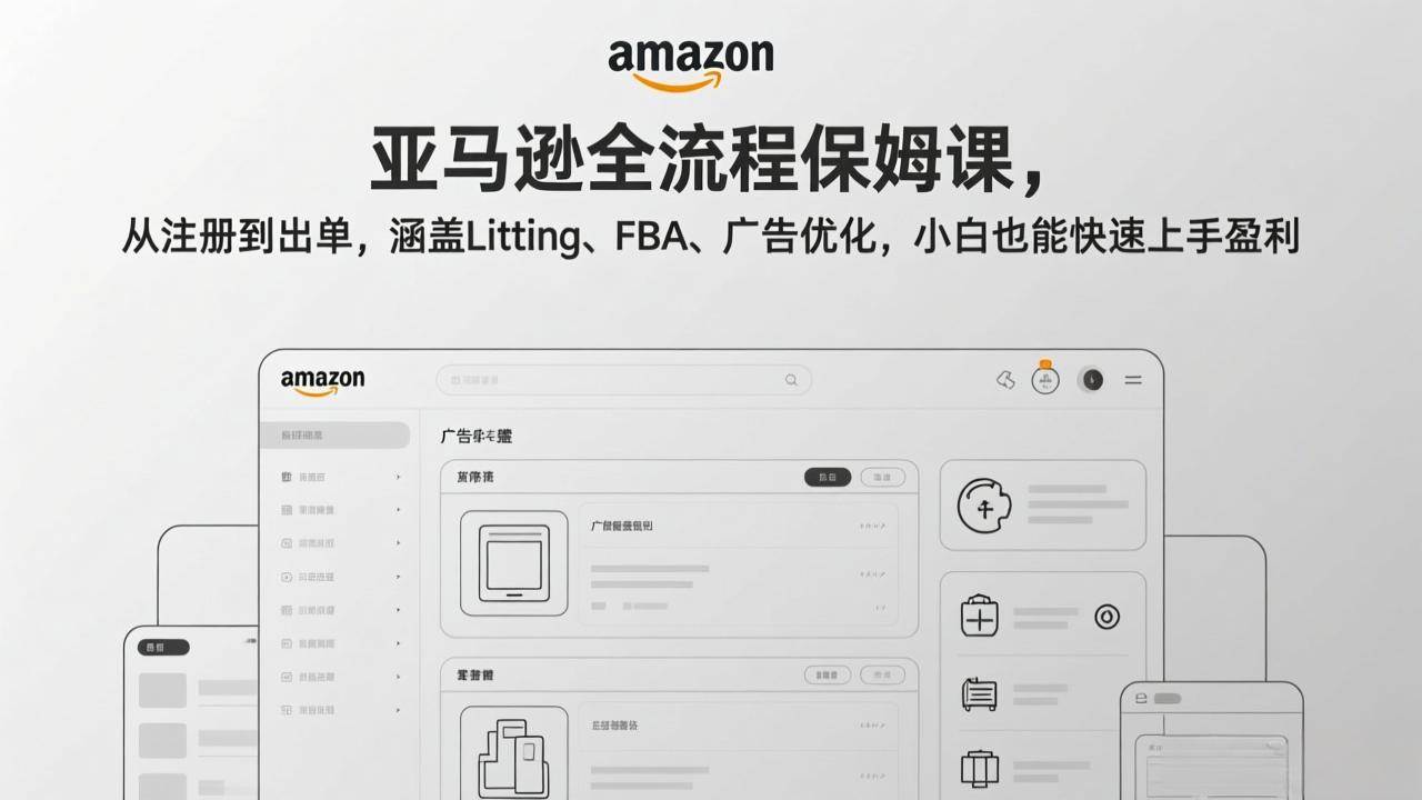 （17293期）亚马逊全流程保姆课，从注册到出单，涵盖Listing、FBA、广告优化，小白也能快速上手盈利-航海圈