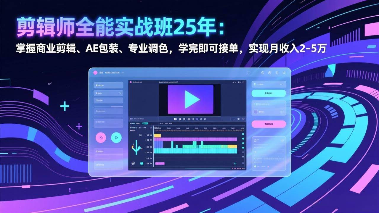 (17294期)剪辑师全能实战班25年:掌握商业剪辑、AE包装、专业调色,学完即可接单,实现月收入2-5万-航海圈