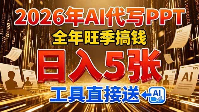 (17302期)2026用AI代写 PPT,全年旺季搞钱,日入 5张,工具直接送!-航海圈