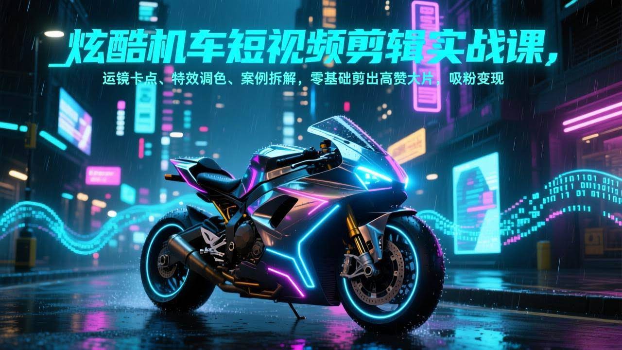 (17304期)炫酷机车短视频剪辑实战课,运镜卡点、特效调色、案例拆解,零基础剪出高赞大片,吸粉变现-航海圈
