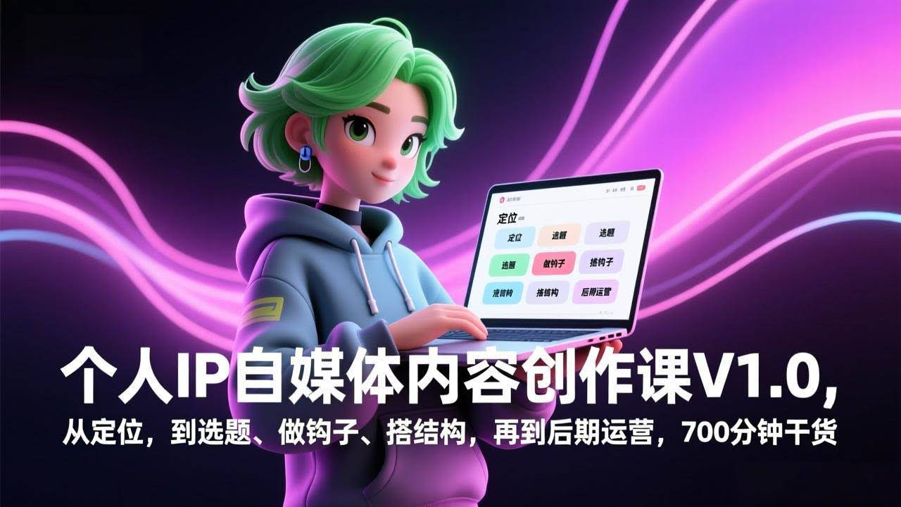 (17331期)个人IP自媒体内容创作课V1.0,从定位,到选题、做钩子、搭结构,再到后期运营,700分钟干货-航海圈