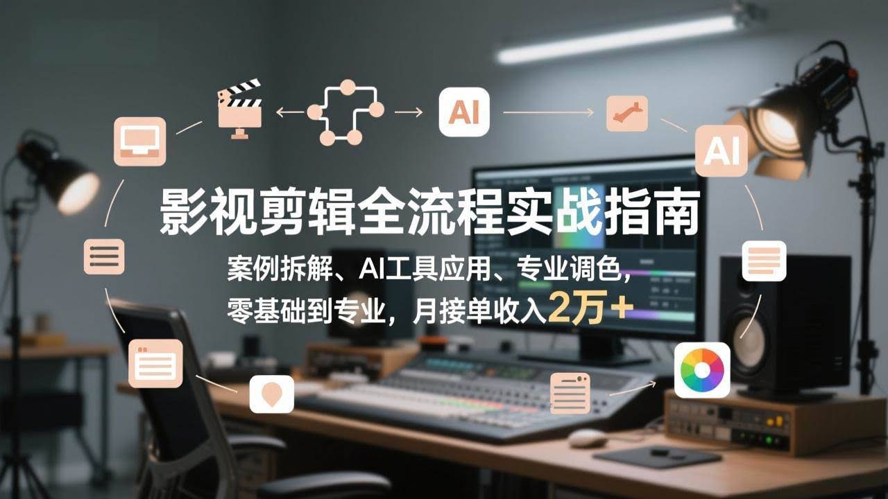 (17338期)影视剪辑全流程实战指南,案例拆解、AI工具应用、专业调色,零基础到专业,月接单收入2万+-航海圈
