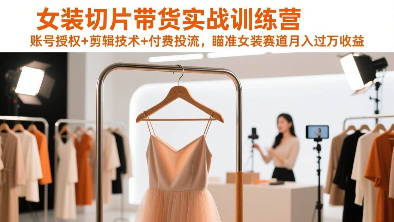 (17357期)女装切片带货实战训练营,账号授权+剪辑技术+付费投流,瞄准女装赛道月入过万收益-航海圈