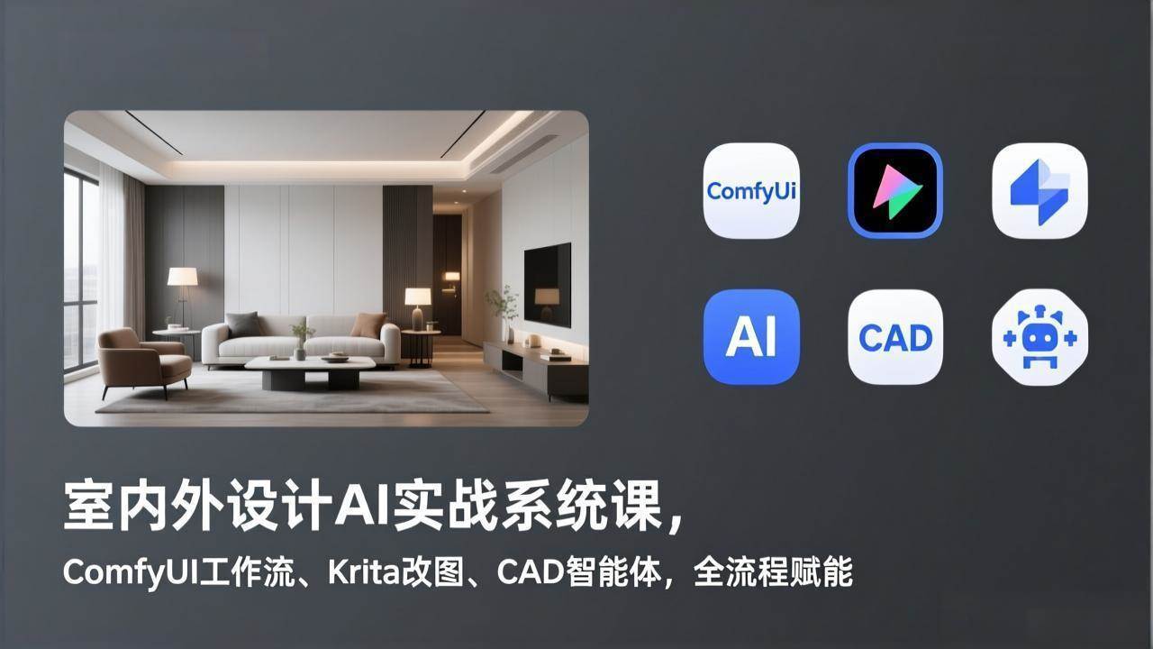 (17371期)室内外设计AI实战系统课,ComfyUI工作流、Krita改图、CAD智能体,全流程赋能-航海圈