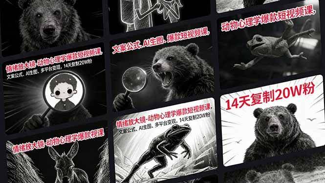 (17376期)情绪放大镜-动物心理学爆款短视频课,文案公式、AI生图、多平台变现,14天复制20W粉-航海圈