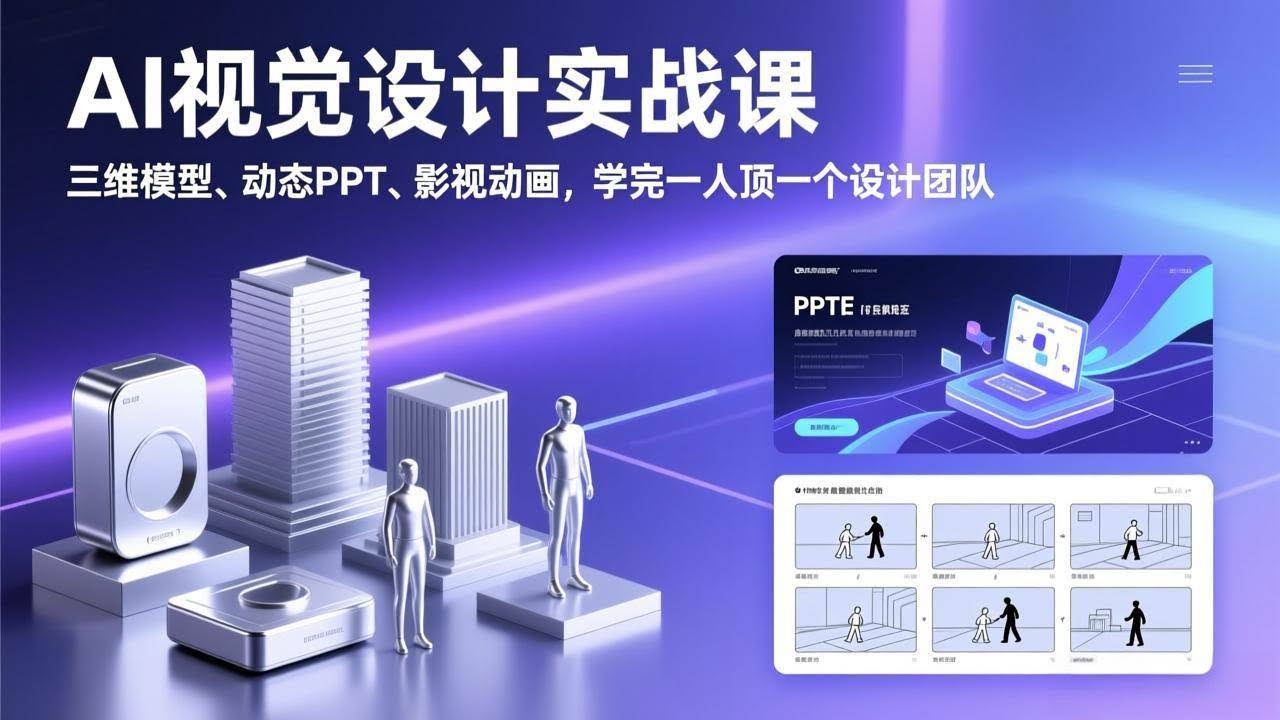 (17407期)AI视觉设计实战课,三维模型、动态PPT、影视动画,学完一人顶一个设计团队-航海圈