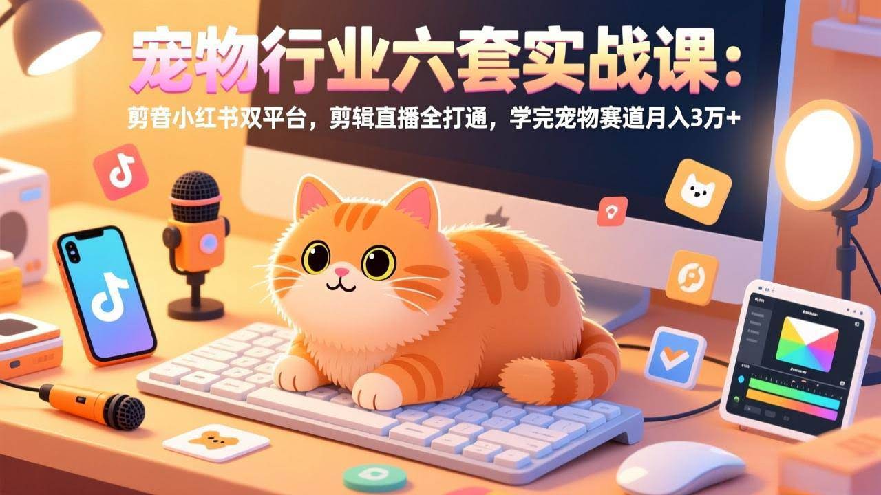 (17411期)宠物行业六套实战课:抖音小红书双平台,剪辑直播全打通,学完宠物赛道月入3万+-航海圈