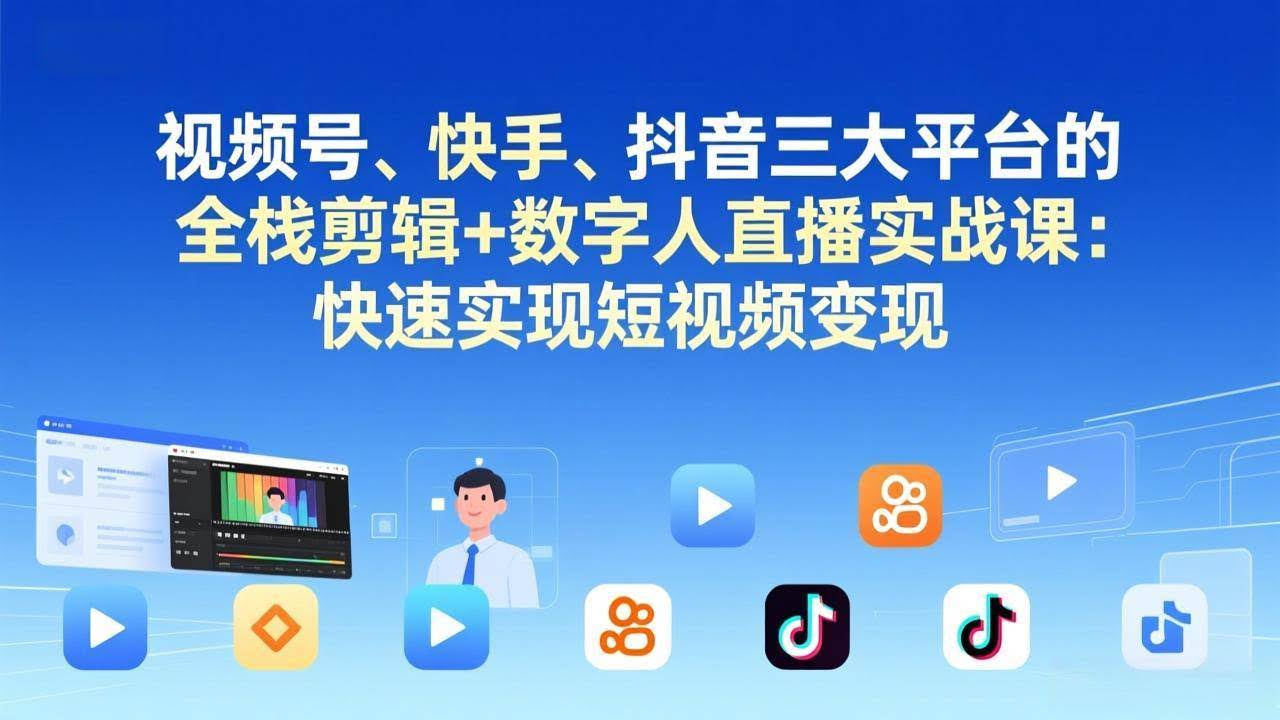 (17414期)视频号、快手、抖音三大平台的全栈剪辑+数字人直播实战课-更新:快速实现短视频变现-航海圈