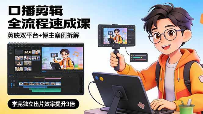 (17420期)口播剪辑全流程速成课,剪映双平台+博主案例拆解,学完独立出片效率提升3倍-航海圈