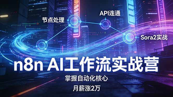 (17458期)n8n AI工作流实战营,节点处理+API连通+Sora2实战,掌握自动化核心月薪涨2万-航海圈