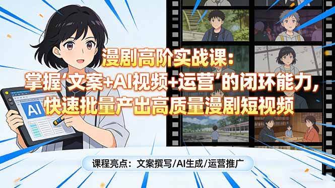 (17461期)漫剧高阶实战课:掌握“文案+AI视频+运营”的闭环能力,快速批量产出高质量漫剧短视频-航海圈