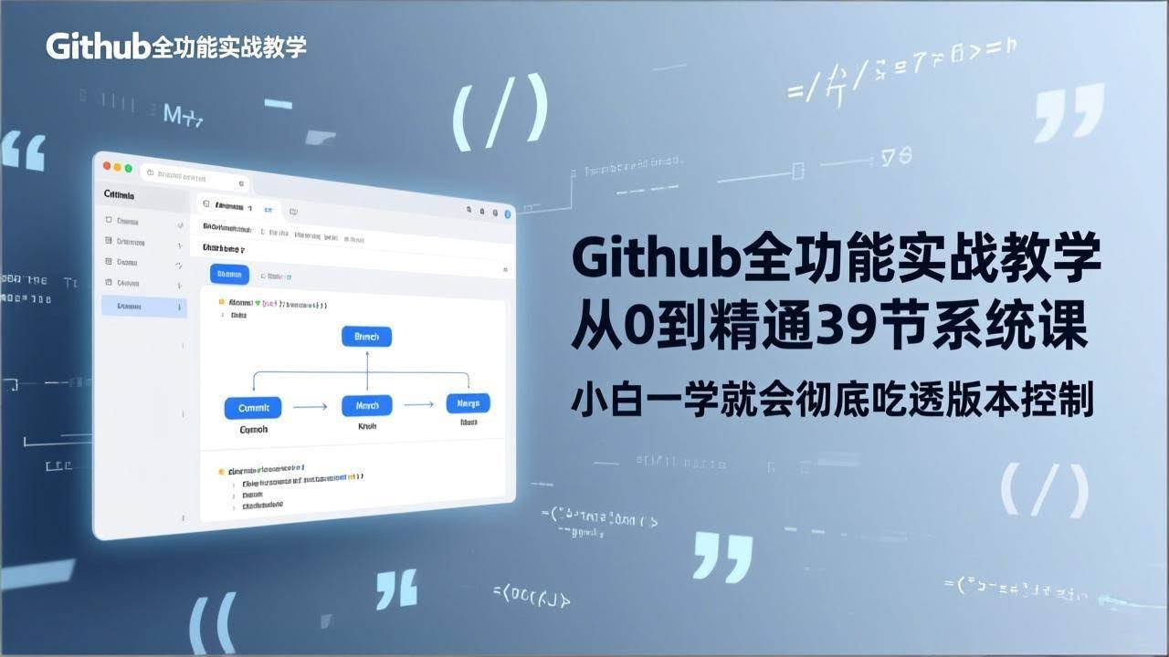 (17501期)GitHub-全功能实战教学,从0到精通39节系统课,小白一学就会彻底吃透版本控制-航海圈