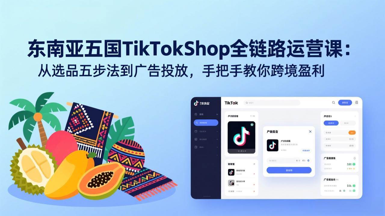 (17511期)东南亚五国TikTok Shop全链路运营课:从选品五步法到广告投放,手把手教你跨境盈利-航海圈