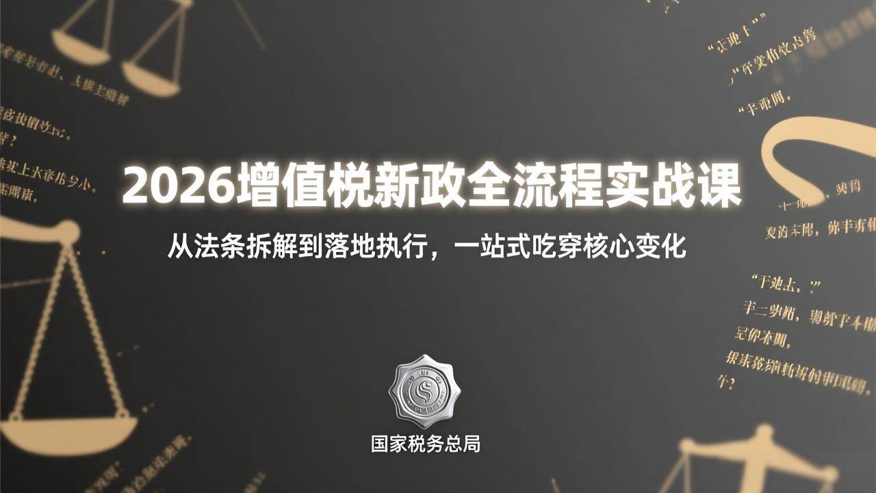 (17529期)2026增值税新政全流程实战课:从法条拆解到落地执行,一站式吃透核心变化-航海圈