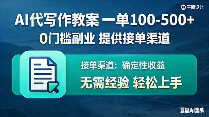 (17538期)AI代写作教案,一单100-500+,提供接单渠道,0门槛副业!-航海圈