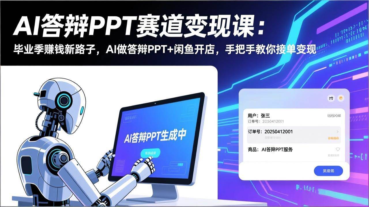 (17546期)AI答辩PPT赛道变现课:毕业季赚钱新路子,AI做答辩PPT+闲鱼开店,手把手教你接单变现-航海圈