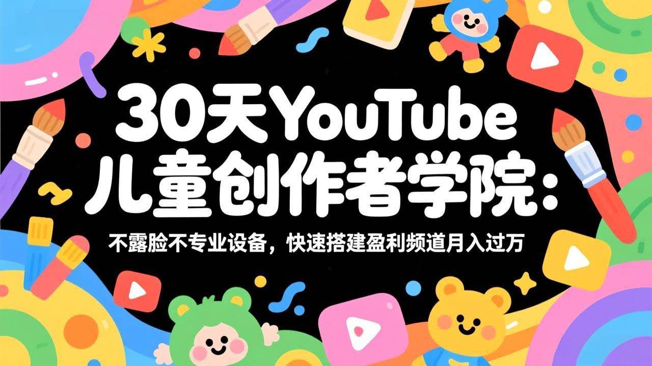 (17554期)30天YouTube儿童创作者学院:不露脸不专业设备,快速搭建盈利频道月入过万-航海圈