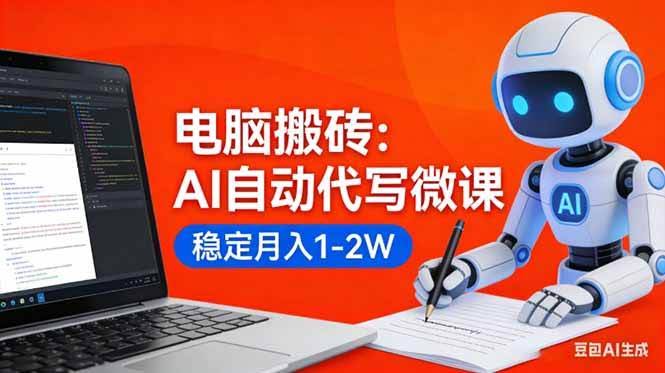 (17582期)电脑搬砖:AI自动代写微课,稳定月入1-2W,提供接单渠道,0门槛小白可做!-航海圈