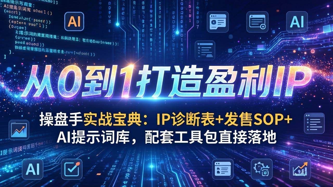 (17593期)操盘手实战宝典:IP诊断表+发售SOP+AI提示词库,配套工具包直接落地,从0到1打造盈利IP-航海圈
