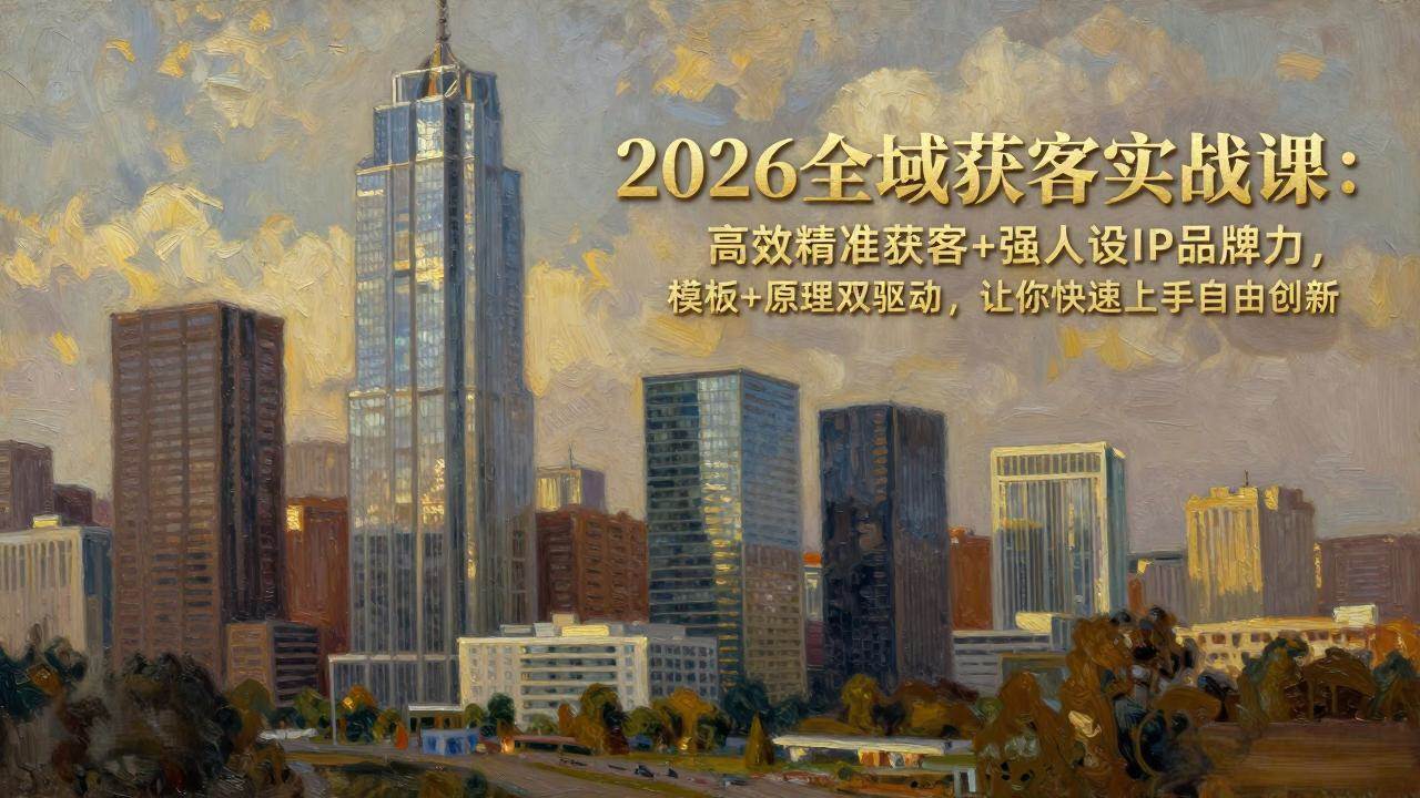 (17613期)2026全域获客实战课:高效精准获客+强人设IP品牌力,模板+原理双驱动,让你快速上手自由创新-航海圈