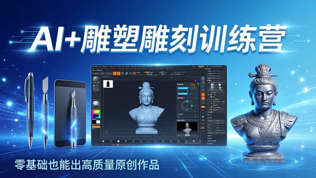 (17651期)AI+雕塑雕刻训练营:从AI创作、大模型训练到3D雕刻 + 渲染,零基础也能出高质量原创作品-航海圈