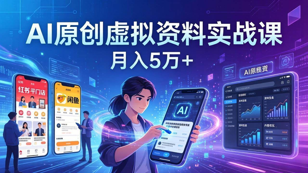 (17657期)AI原创虚拟资料实战课:2026新机会,小红书闲鱼开店,普通人用AI轻松变现,月入5万+-航海圈