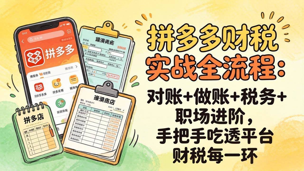 (17678期)拼多多财税实操全流程:对账+做账+税务+职场进阶,手把手吃透平台财税每一环-航海圈