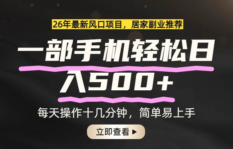 (17680期)26年居家副业首选,一部手机轻松日入500+,长期稳定可做-航海圈