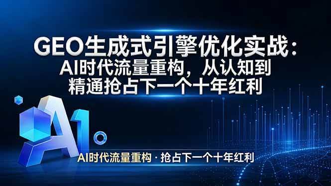 (17708期)GEO 生成式引擎优化实战:AI时代流量重构,从认知到精通抢占下一个十年红利-航海圈