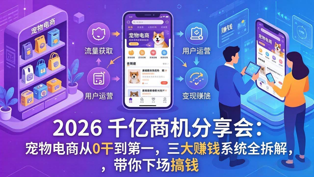 (17726期)2026 千亿商机分享会:宠物电商从0干到第一,三大赚钱系统全拆解,带你下场搞钱-航海圈