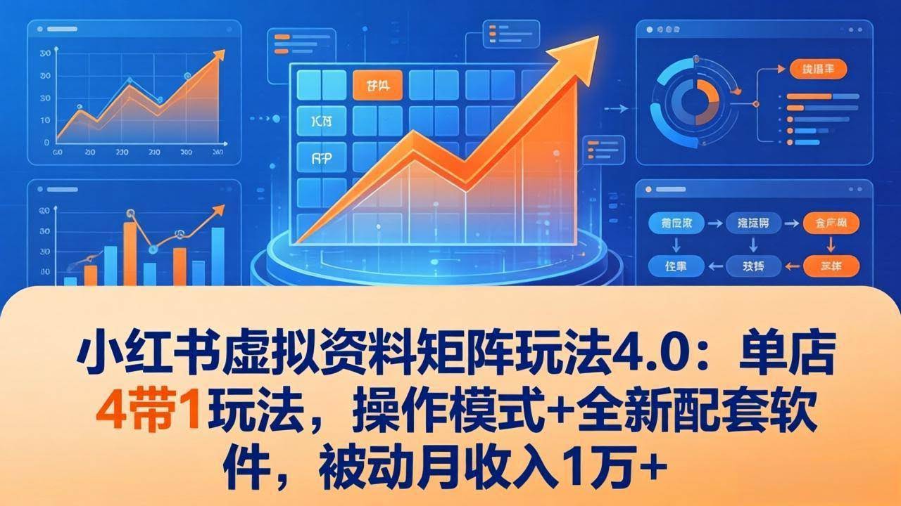 (17730期)小红书虚拟资料矩阵玩法4.0:单店4带1玩法,操作模式+全新配套软件,被动月收入1万+-航海圈