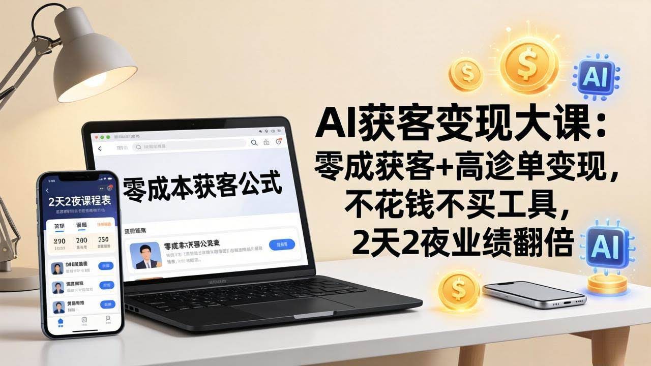 (17735期)AI获客变现大课:零成本获客+高客单变现,不花钱不买工具,2天2夜业绩翻倍-航海圈
