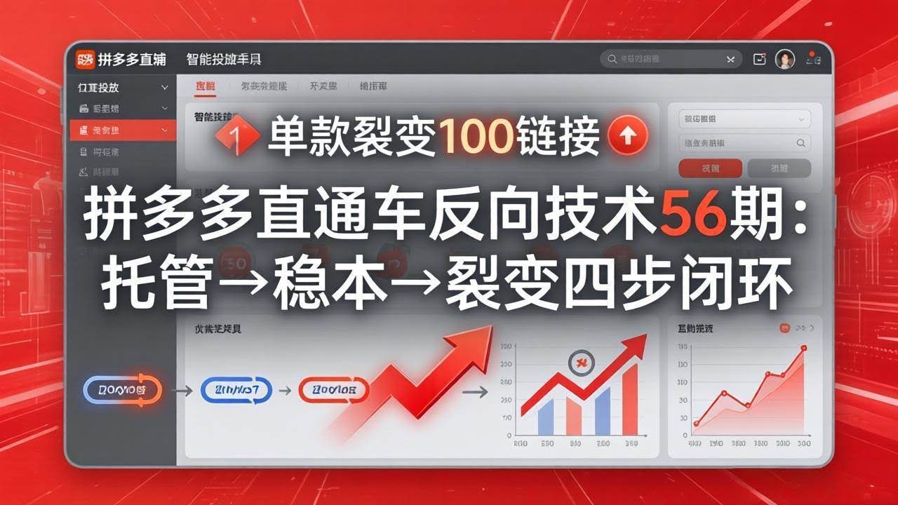 (17737期)拼多多直通车反向技术56期:托管→稳本→裂变四步闭环,单款裂变100链接抢占核心流量-航海圈