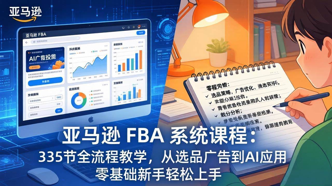 (17744期)亚马逊 FBA 系统课程(更新26年3月)335节全流程教学,从选品广告到AI应用,零基础新手轻松上手-航海圈
