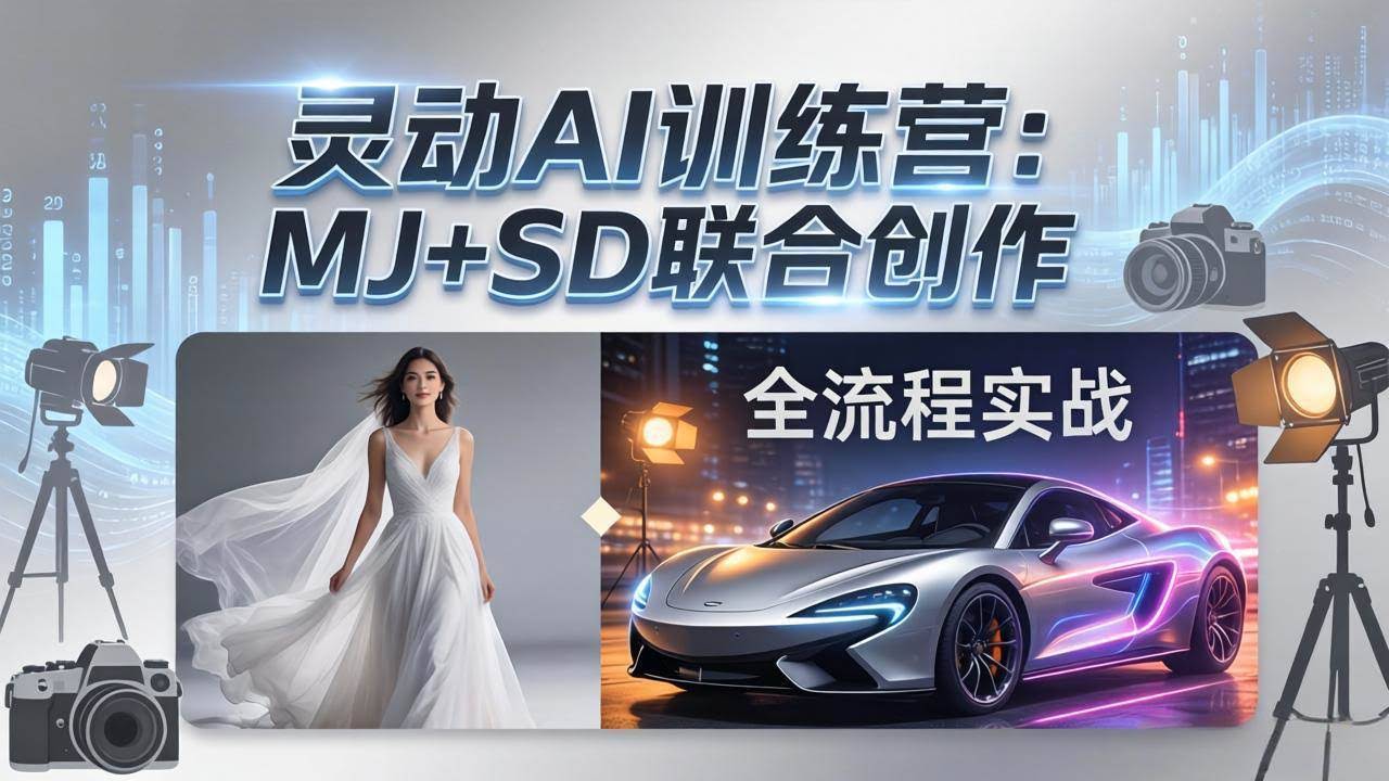 (17795期)灵动AI训练营-3.0课程:MJ+SD联合创作,从婚纱大片到汽车广告,摄影后期全流程实战-航海圈