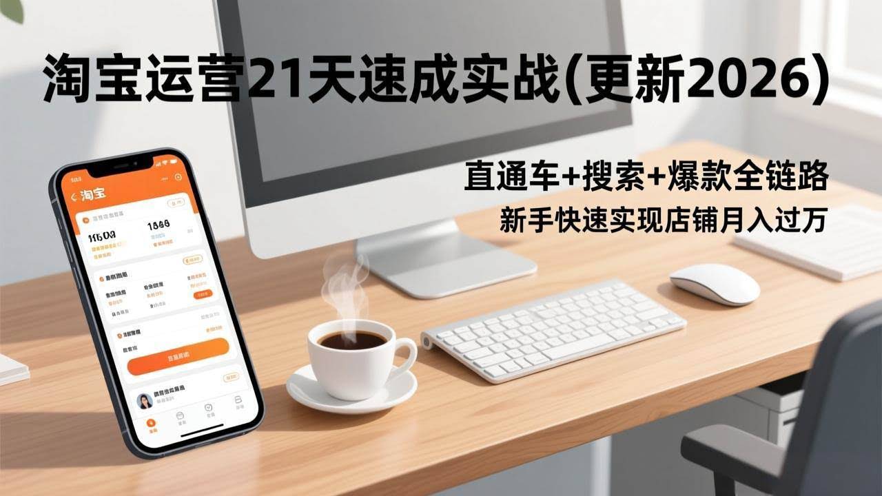 (17806期)淘宝运营21天速成实战(更新3月),直通车+搜索+爆款全链路,新手快速实现店铺月入过万-航海圈
